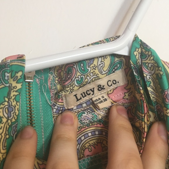 SOLD Lucy & Co paisley green and pink halter top - Picture 4 of 5